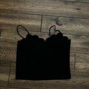 Elegant Black Scalloped Women's Top
